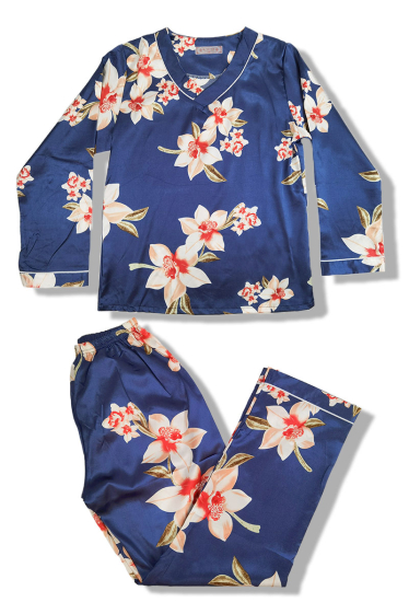 Wholesaler Snow Rose - Floral Satin Pajamas Set