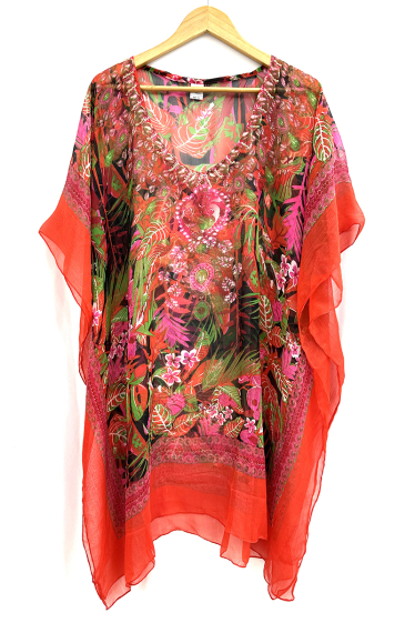 Wholesaler Snow Rose - Tropical Print Pullover Poncho