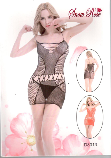Wholesaler Snow Rose - Sexy openwork fishnet dress with thin straps