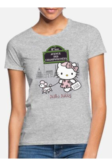 Grossiste So Brand - T-SHIRT COL ROND MANCHES COURTES HELLO KITTY PARIS