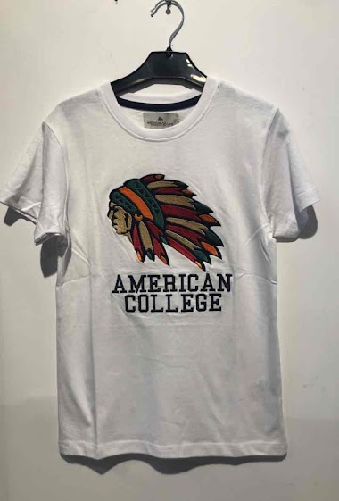 Grossistes So Brand - T-shirt manches courtes avec logo broderies AMERICAN COLLEGE