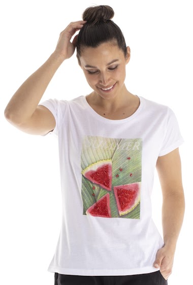 Grossiste So Brand - Tee-shirt manche courte avec logo pastèque FEMME GERARD PASQUIER