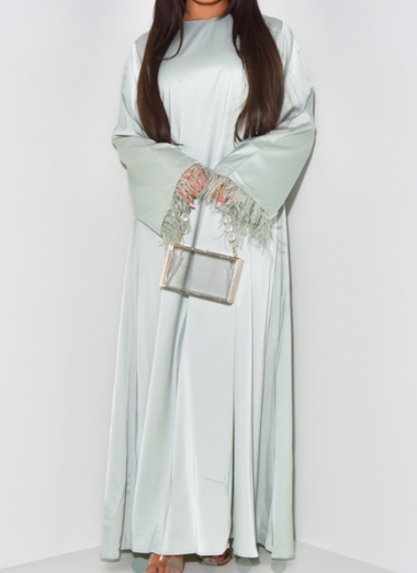 Wholesaler SO LOOK - Satin dress with feather sleeves