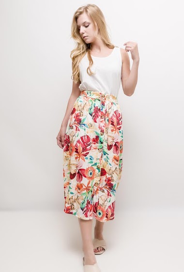 Wholesaler So Sweet - Linen skirt with flowers
