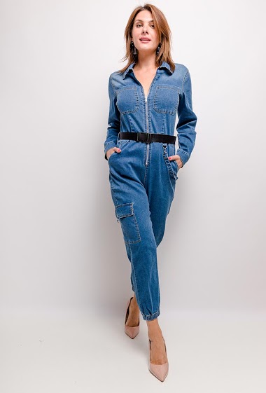 Wholesaler Softy by Ever Boom - Denim zipped jumpsuit