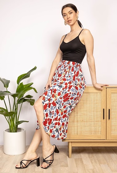 Wholesaler Softy by Ever Boom - Flower printed pleated skirt