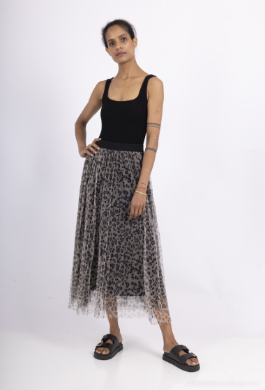 Wholesaler Softy by Ever Boom - Pleated leopard print tile skirt