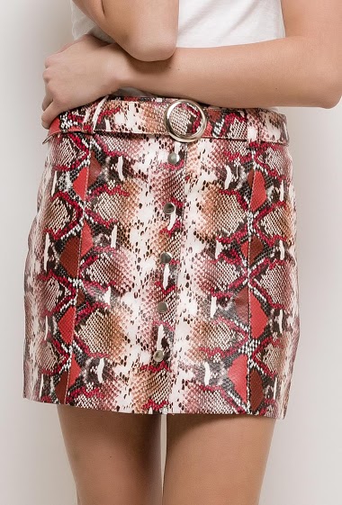 Wholesaler Softy by Ever Boom - PYTHON PRINT FAUX LEATHER SKIRT