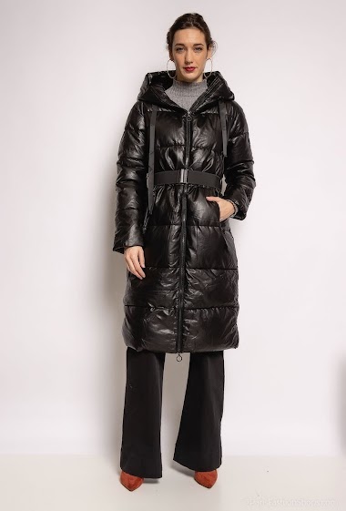 Wholesaler Softy by Ever Boom - Maxi faux leather puffer jacket