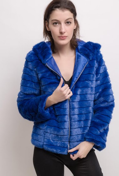 Fur hooded coat