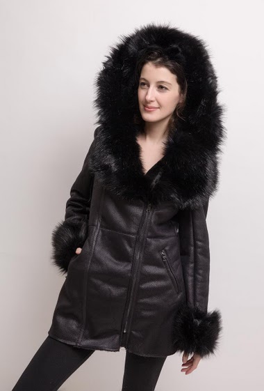 Wholesaler Softy by Ever Boom - Suede coat with fur inner