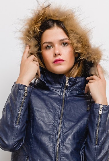 Manteau femme bi discount matiere simili cuir