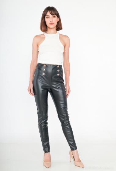 Grossiste Softy by Ever Boom - pantalon simili cuir ave des bouton