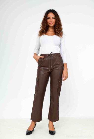 Wholesaler Softy by Ever Boom - Faux leather cargo pants