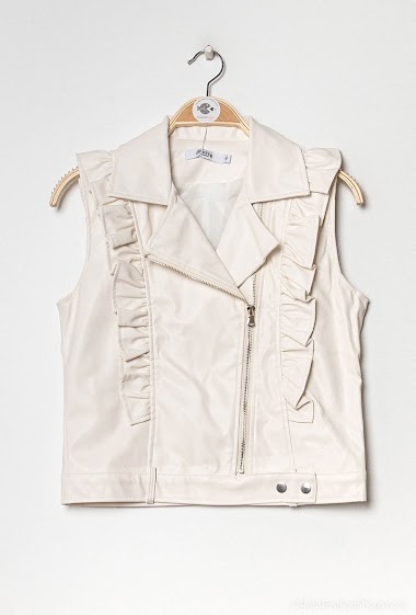 Wholesaler Softy by Ever Boom - Fake leather biker sleeveless jacket