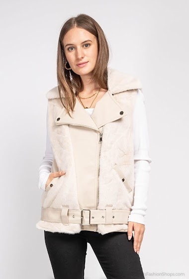 Wholesaler Softy by Ever Boom - Sleeveless fake leather biker jacket