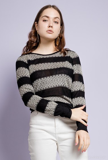 Wholesaler Softy by Ever Boom - Striped shiny sweater