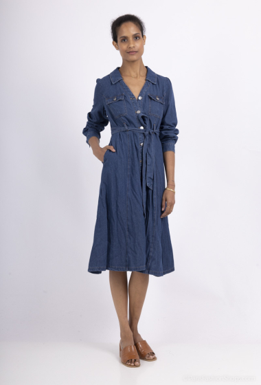 Wholesaler Softy by Ever Boom - V-neck denim dress