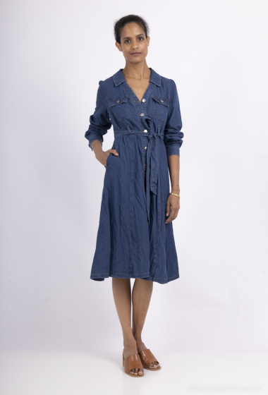 Grossiste Softy by Ever Boom - Robe en jean encolure V