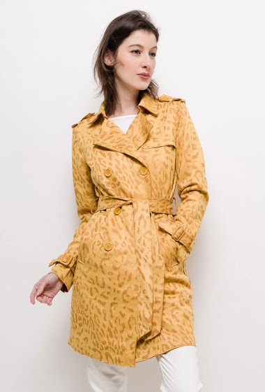 Wholesaler Softy by Ever Boom - Suede leopard trench-coat