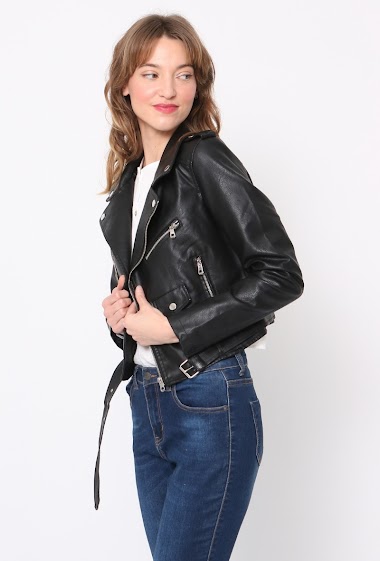 Biker jacket in fake leather