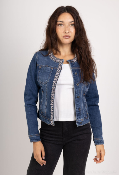 Wholesaler Softy by Ever Boom - Denim jacket with pearls