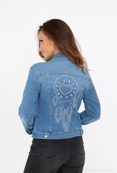 Wholesaler Softy by Ever Boom - Short Denim jacket with pattern on the back