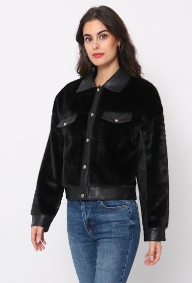 Wholesaler Softy by Ever Boom - Faux leather jacket with faux fur