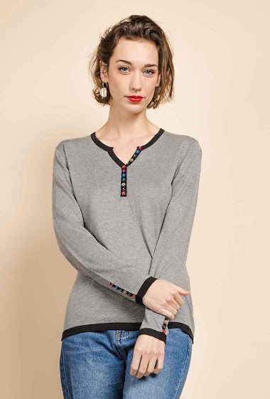Wholesaler Soie pour Soi - Sweater with multicolored buttons