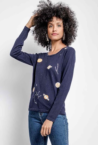 Mayorista Soie pour Soi - Cotton silk sweater with planets