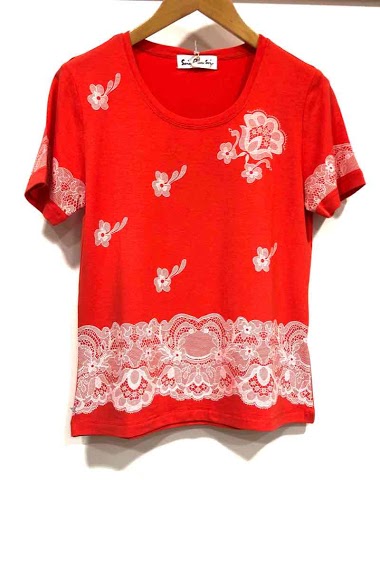 Großhändler Soie pour Soi - Bamboo cotton T-shirt with print lace