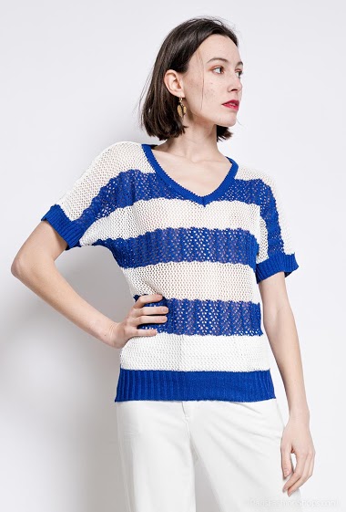 Wholesaler Soleil Star - Perforated striped sweater
