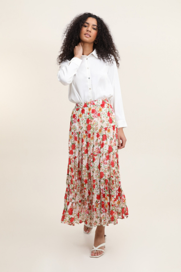 Wholesaler Sophyline - Long pleated floral skirt