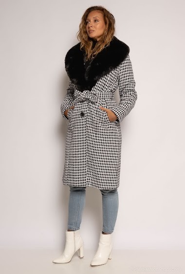 Wholesalers Big Size Exclusive ex.SPATIAL - Long coats with houndstooth pattern