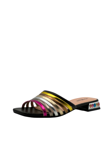 Wholesaler Stephan Paris - Multicolored striped mules: Palette Vibrante