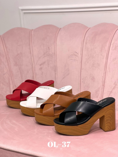 Wholesaler Stephan Paris - High faux leather clogs with crossed straps