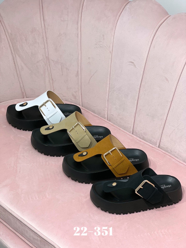 Wholesaler Stephan Paris - Suede platform sandals with gold buckle detail