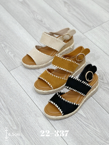 Wholesaler Stephan Paris - Embroidered suede sandals with wedge soles