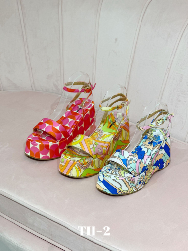 Wholesaler Stephan Paris - Multicolor floral print wedge sandals