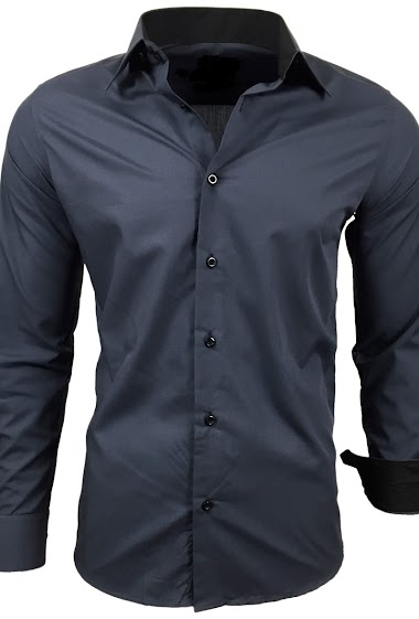 Two-tone men's slim-fit shirt Anthracite