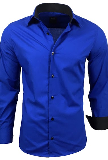 Grossiste SUBLIMINAL MODE - Chemise homme bicolore coupe ajustée Bleu Roi