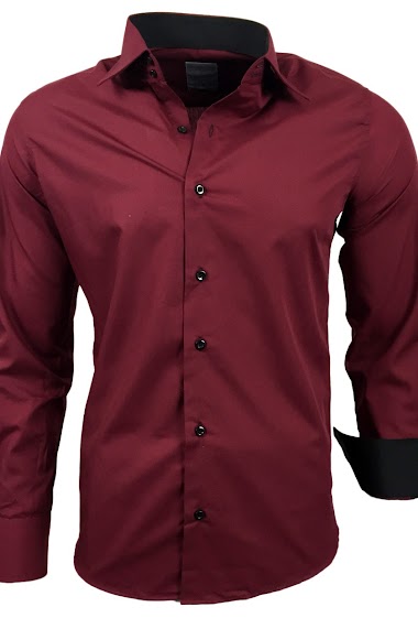 Großhändler SUBLIMINAL MODE - Burgundy two-tone slim fit men's shirt