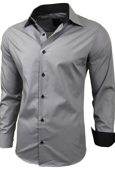 Großhändler SUBLIMINAL MODE - Two-tone men's slim-fit shirt Gray