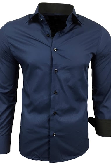 Wholesaler SUBLIMINAL MODE - Two-tone men's slim-fit shirt Navy