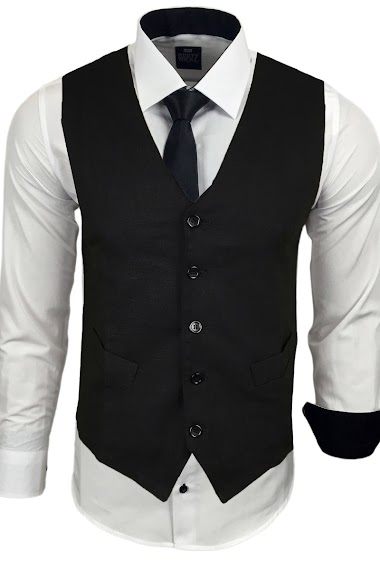 Grossiste SUBLIMINAL MODE - Gilet pour chemise homme noir uni sans manches