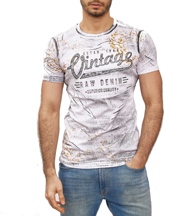 Grossiste SUBLIMINAL MODE - Subliminal Mode - T shirt Imprimé Manches Courtes, Délavé en Coton