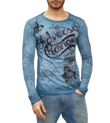 Grossiste SUBLIMINAL MODE - Subliminal Mode - T shirt Manches Longues, Délavé en Coton