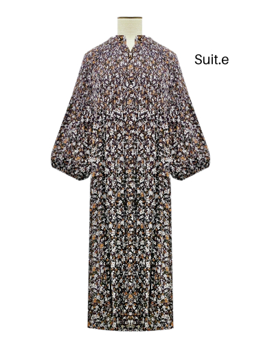 Grossiste Suit.e - Robe Imprimée Fluide et Boutonnée