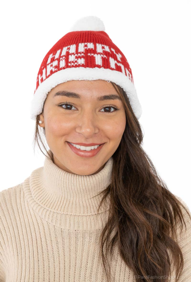 Wholesaler Sumel - Christmas hat Happy Christmas Pompom pattern REF-TOPI