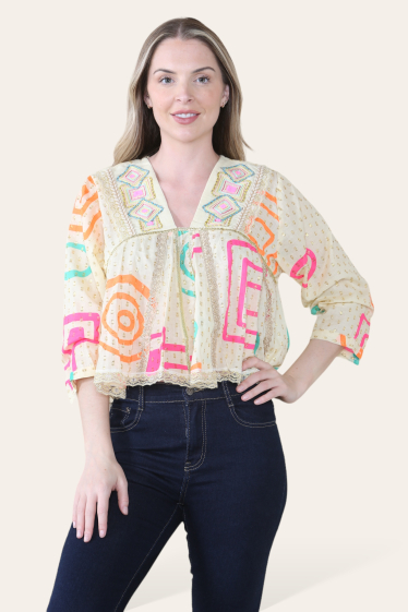 Wholesaler Sumel - Short shirt, Nature inspired floral print shirt, Sleeves SY-57